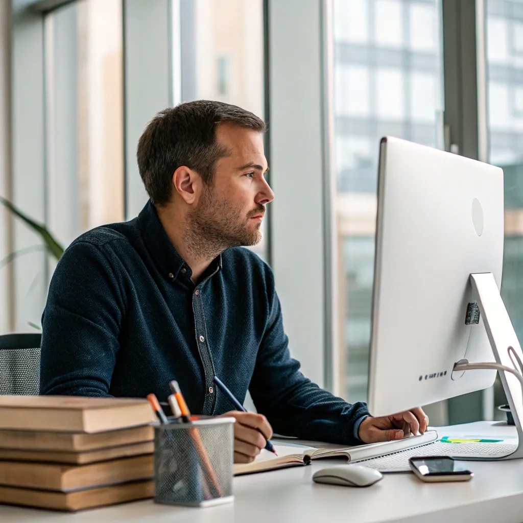 Michael Brown at a desk